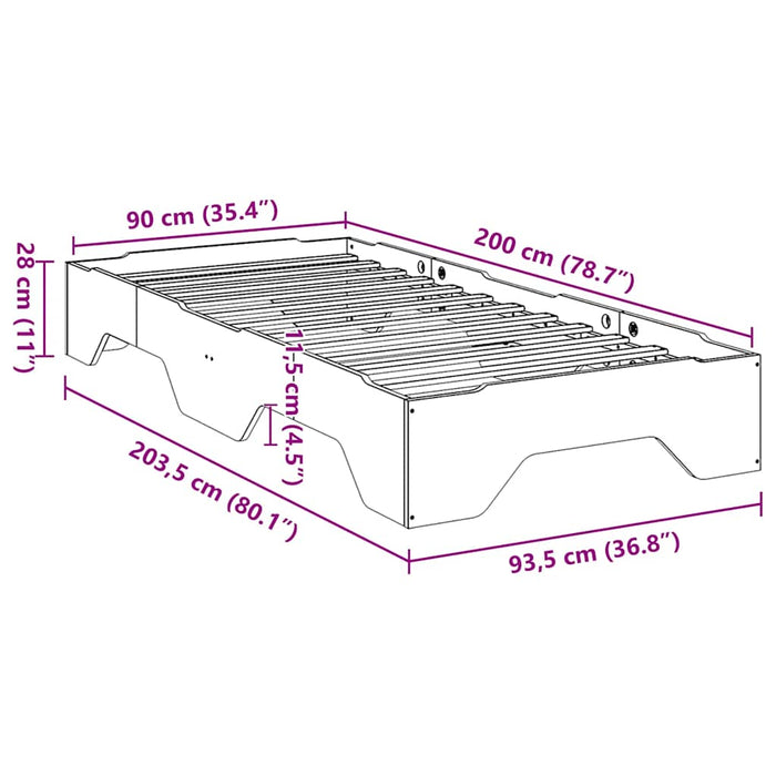 Cadru pat fără saltea ceară stivuită maro 90x200 cm lemn masiv - WALTI WALTI