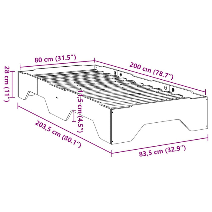 Cadru de pat fără saltea stivuită 80x200 cm din lemn masiv - WALTI WALTI