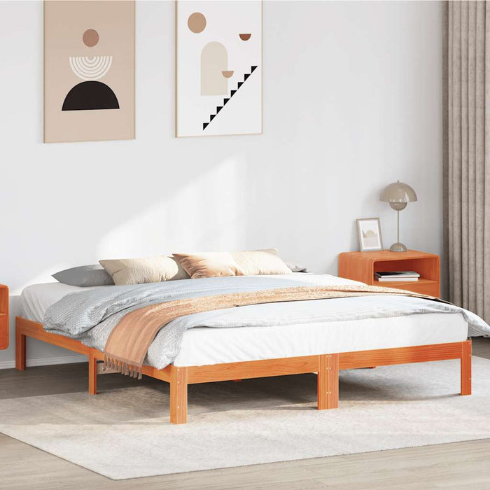 Cadru pat fără saltea, maro ceruit, 160x200 cm, lemn masiv pin - WALTI WALTI