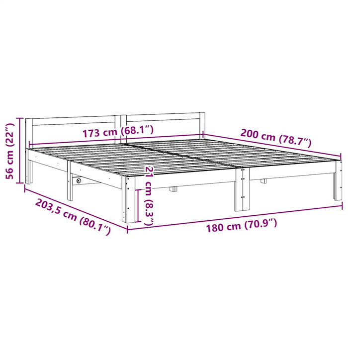 Cadru de pat fără saltea, maro ceruit 180x200 cm lemn masiv pin - WALTI WALTI