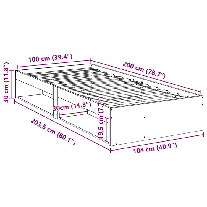 Pat de zi fără saltea alb 100x200 cm lemn masiv de pin - WALTI WALTI