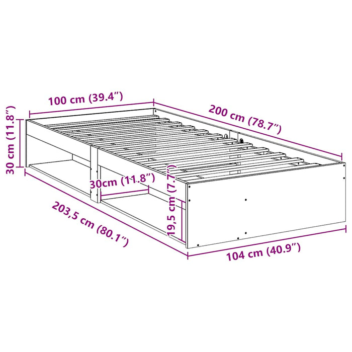 Pat de zi fără saltea ceară maro 100x200 cm lemn masiv de pin - WALTI WALTI
