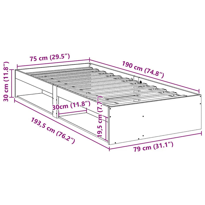 Pat de zi fără saltea alb 75x190 cm lemn masiv de pin - WALTI WALTI