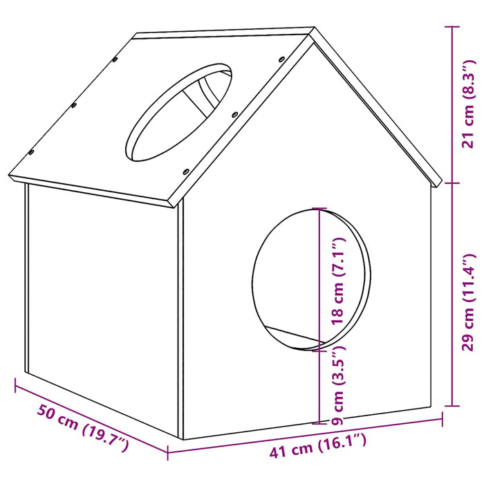 Casă pentru pisici 41x50x50 cm din lemn masiv de pin - WALTI WALTI