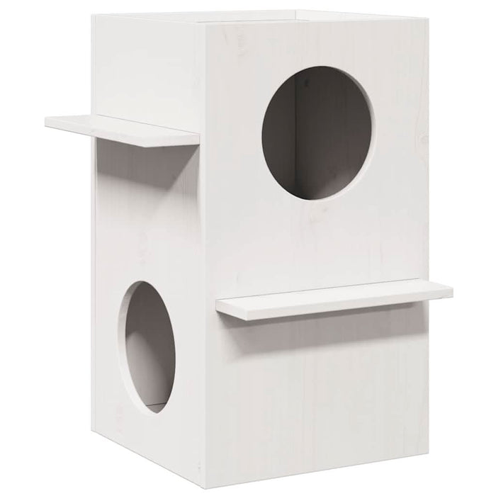 Casă pentru pisici albă 43x43x60 cm din lemn masiv de pin - WALTI WALTI