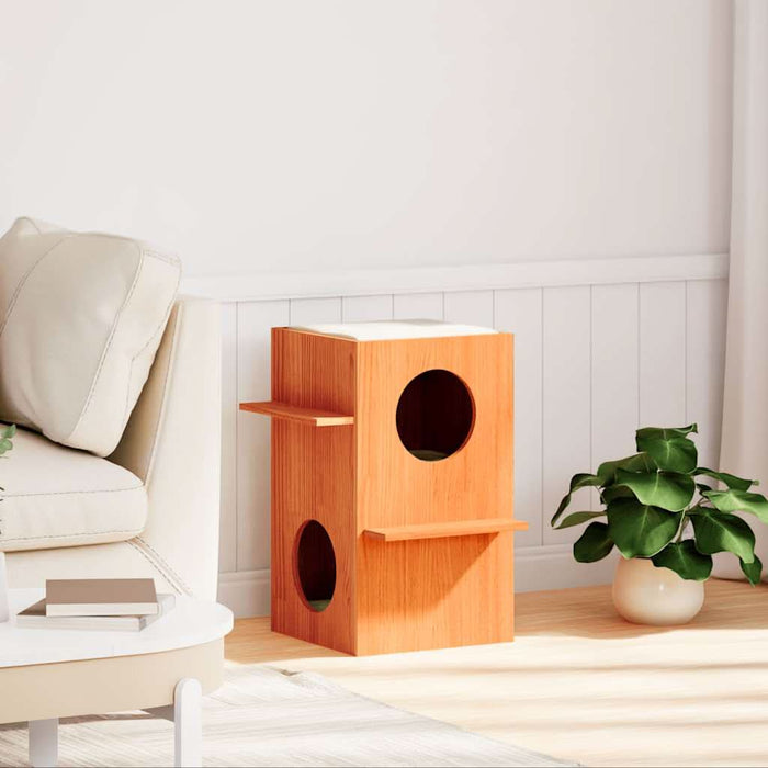 Ceară pentru Casă pisici maro 43x43x60 cm Lemn masiv de pin - WALTI WALTI