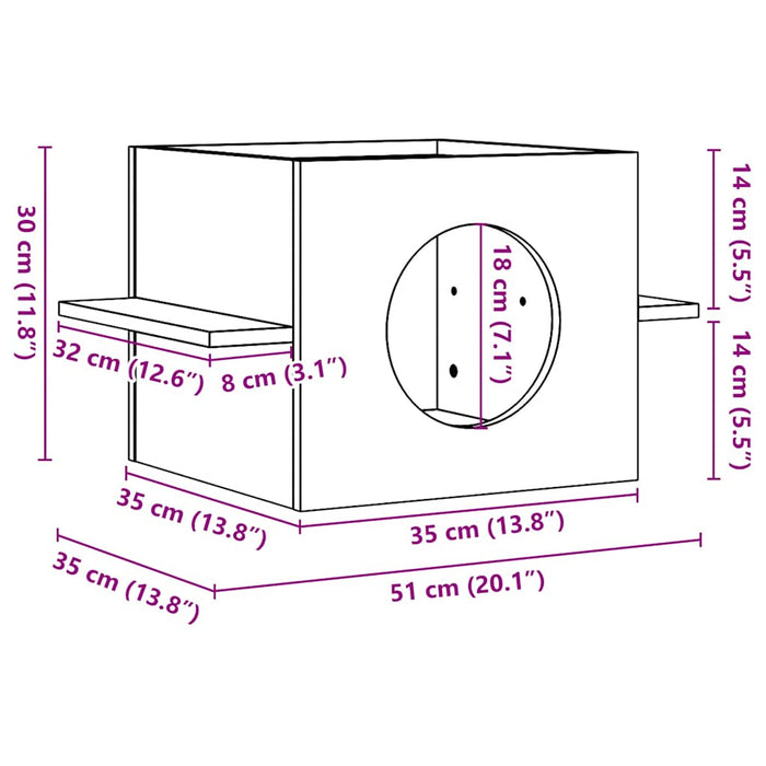 Casă pentru pisici 51x35x30 cm din lemn masiv de pin WALTI
