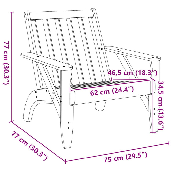 Scaun Adirondack de grădină 75x77x77 cm, lemn masiv de pin - WALTI WALTI