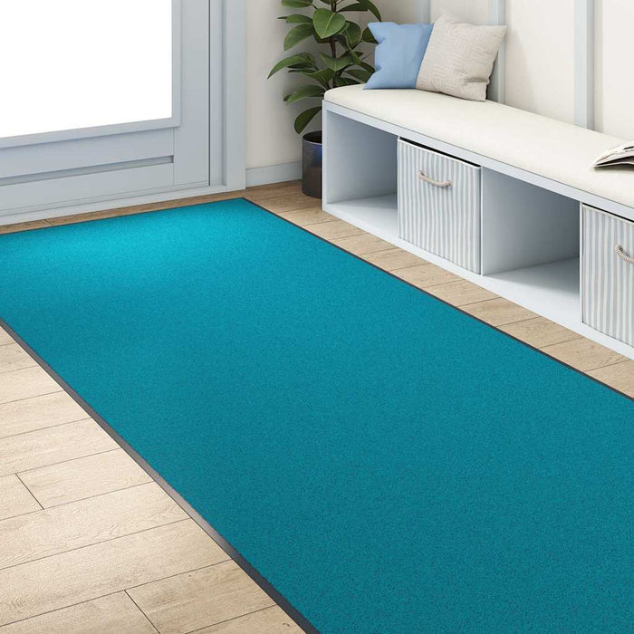 Covoraș de intrare Cyan și Negru 120 x 300 cm Poliamidă și PVC - WALTI WALTI