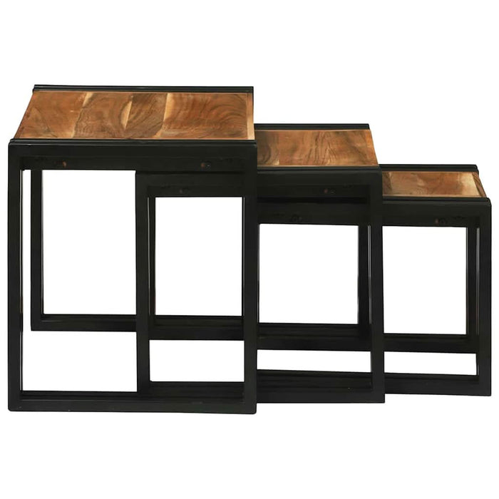 Masa de cuibărit 3 pcs Lemn solid de acacie și metal - WALTI WALTI