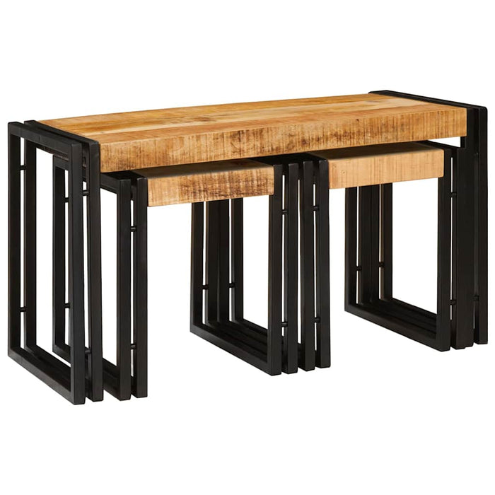Masa de cuibărit 3 pcs Lemn solid de mango aspru și metal - WALTI WALTI