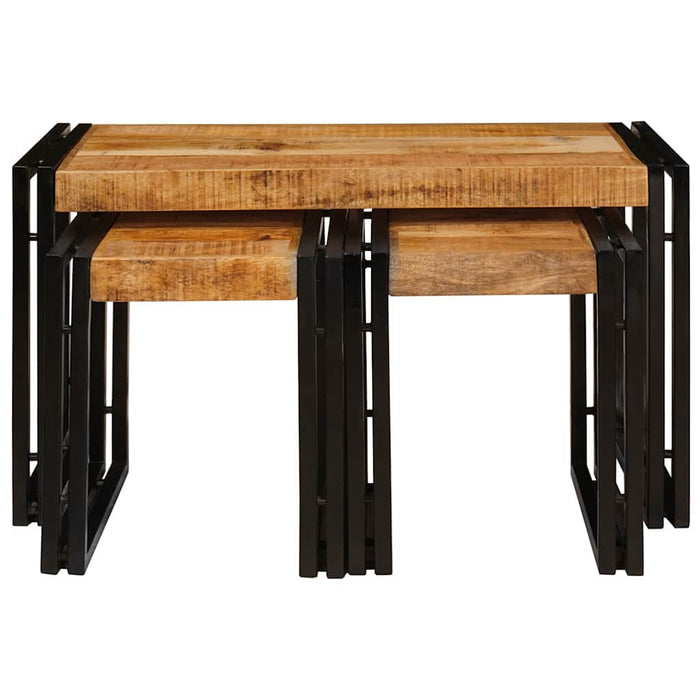 Masa de cuibărit 3 pcs Lemn solid de mango aspru și metal - WALTI WALTI