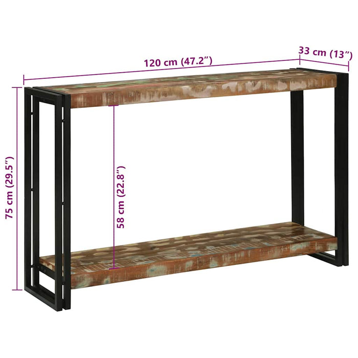 Masă de consolă cu raft 120 x 33 x 75 cm Lemn recuperat masiv - WALTI WALTI