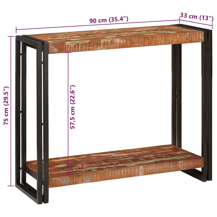 Masă de consolă cu raft 90 x 33 x 75 cm Lemn recuperat masiv - WALTI WALTI