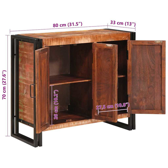 Mese cu uși Maro 80 x 33 x 70 cm Lemn masiv recuperat și metal - WALTI WALTI