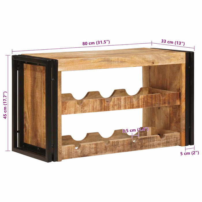 Raft pentru vin 80 x 45 x 33 cm Lemn de Mango Solid și Şlefuit - WALTI WALTI