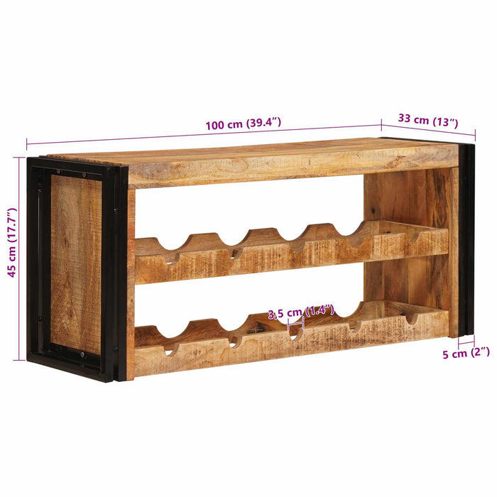 Raft pentru vin 100 x 45 x 33 cm Lemn de Mango Solid și Şlefuit - WALTI WALTI