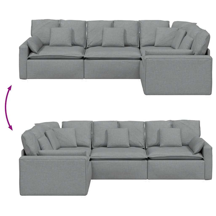 Canapea modulară cu perne, gri deschis, textil - WALTI WALTI