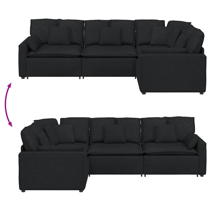 Canapea modulară cu perne, negru, textil - WALTI WALTI