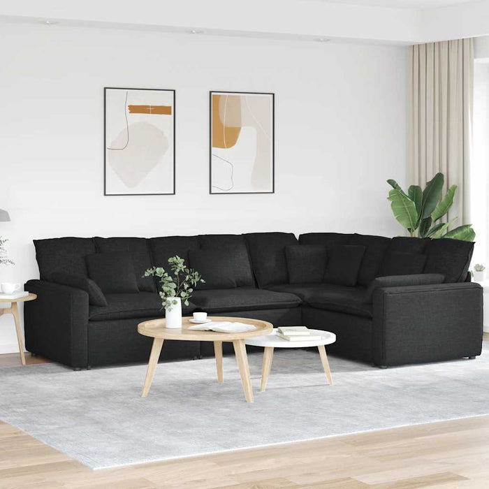 Canapea modulară cu perne, negru, textil - WALTI WALTI