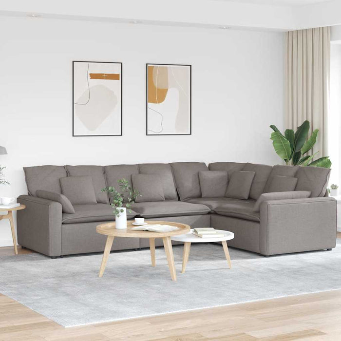 Canapea modulară cu perne, gri taupe, textil - WALTI WALTI