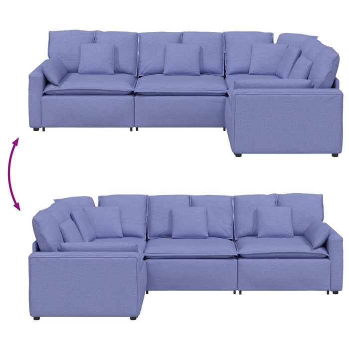 Canapea modulară cu perne, albastru jeans, textil - WALTI WALTI