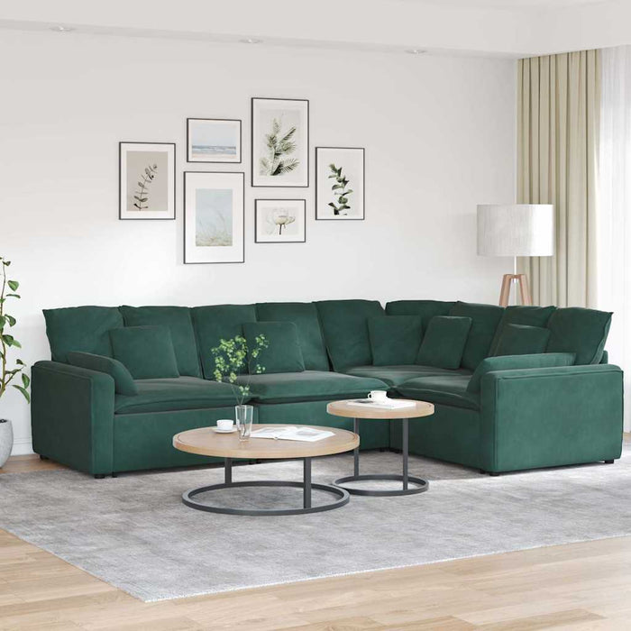 Canapea modulară cu perne, verde închis, catifea - WALTI WALTI