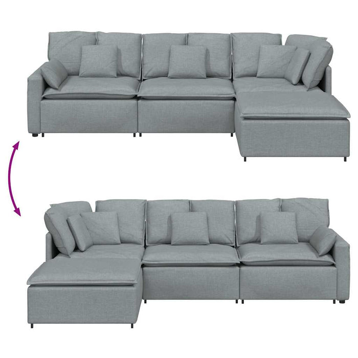 Canapea modulară cu taburet și perne, textil, gri deschis - WALTI WALTI
