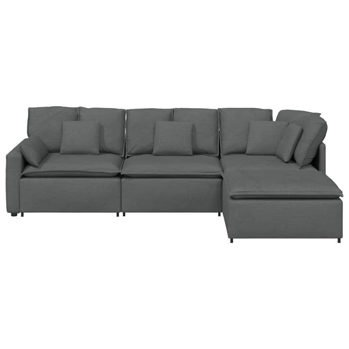 Canapea modulară cu taburet și perne material textil gri închis - WALTI WALTI