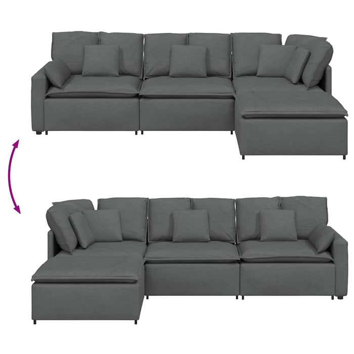 Canapea modulară cu taburet și perne material textil gri închis - WALTI WALTI