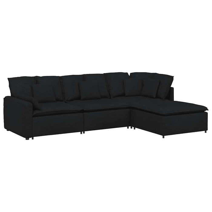 Canapea modulară cu taburet și perne, material textil, negru - WALTI WALTI