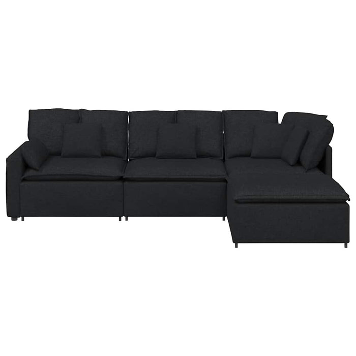 Canapea modulară cu taburet și perne, material textil, negru - WALTI WALTI