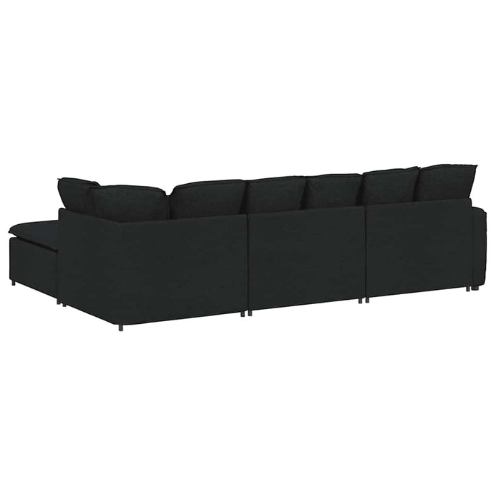 Canapea modulară cu taburet și perne, material textil, negru - WALTI WALTI