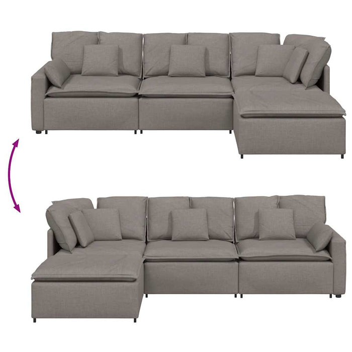 Canapea modulară cu taburet și perne, textil, gri taupe - WALTI WALTI