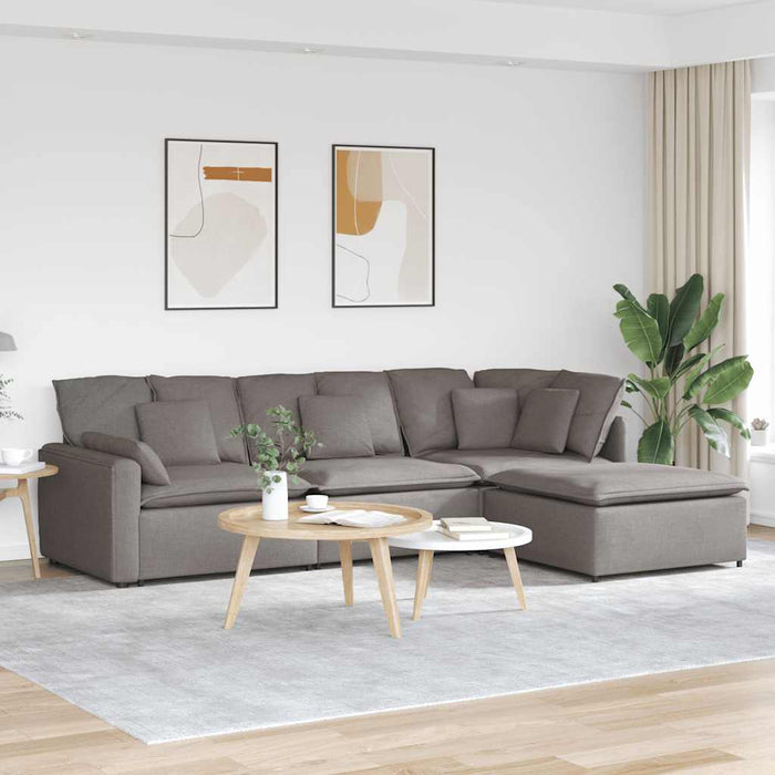 Canapea modulară cu taburet și perne, textil, gri taupe - WALTI WALTI