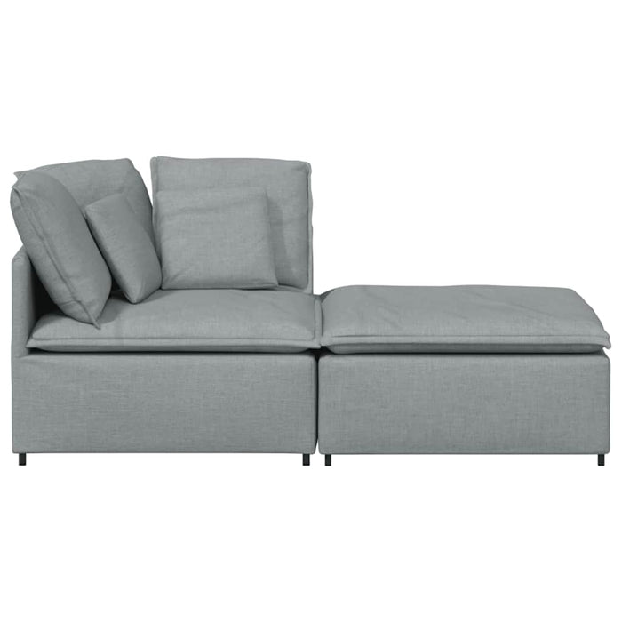 Canapea modulară cu taburet și perne, textil, gri deschis - WALTI WALTI