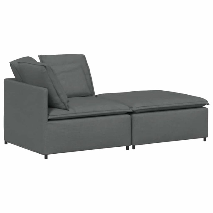 Canapea modulară cu taburet și perne material textil gri închis - WALTI WALTI