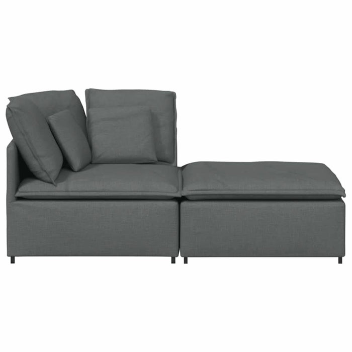 Canapea modulară cu taburet și perne material textil gri închis - WALTI WALTI