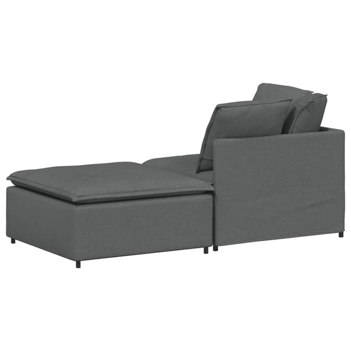 Canapea modulară cu taburet și perne material textil gri închis - WALTI WALTI