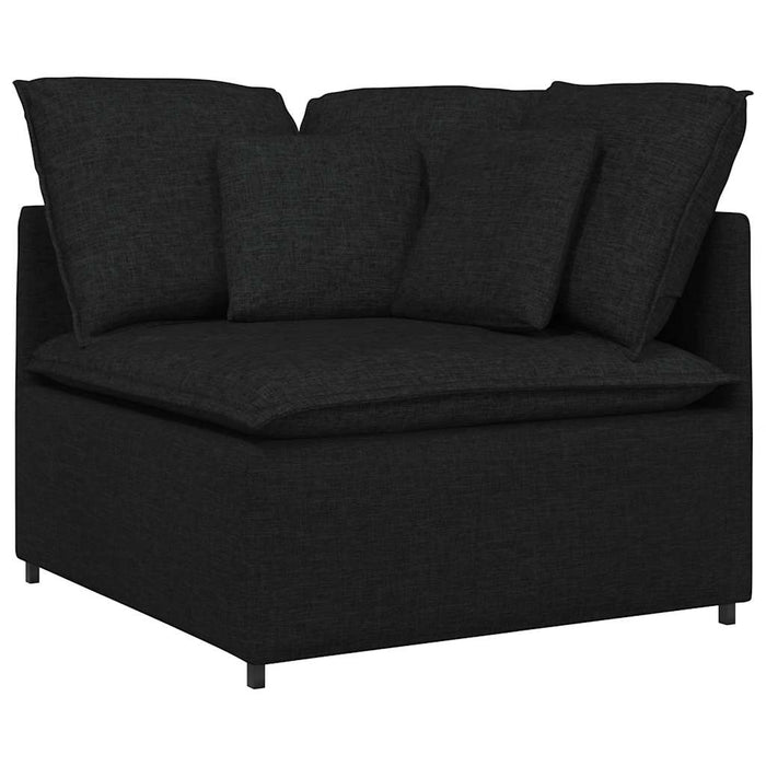 Canapea modulară cu taburet și perne, material textil, negru WALTI