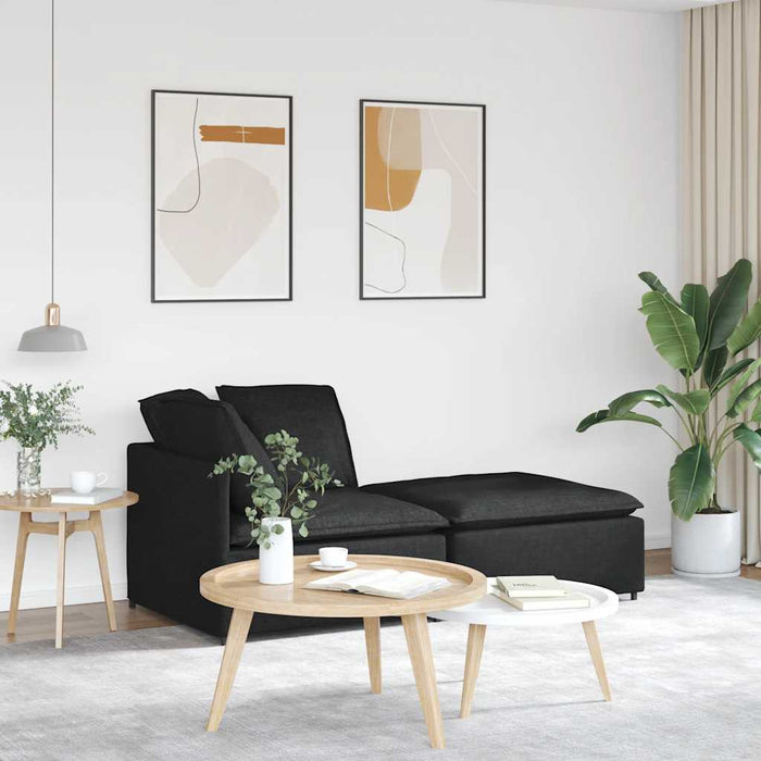Canapea modulară cu taburet și perne, material textil, negru WALTI
