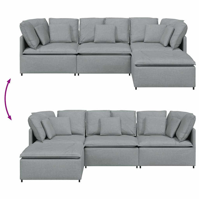 Canapea modulară cu taburet și perne, textil, gri deschis - WALTI WALTI