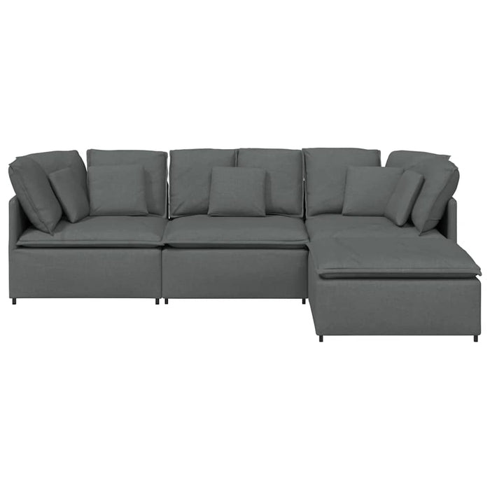 Canapea modulară cu taburet și perne material textil gri închis WALTI