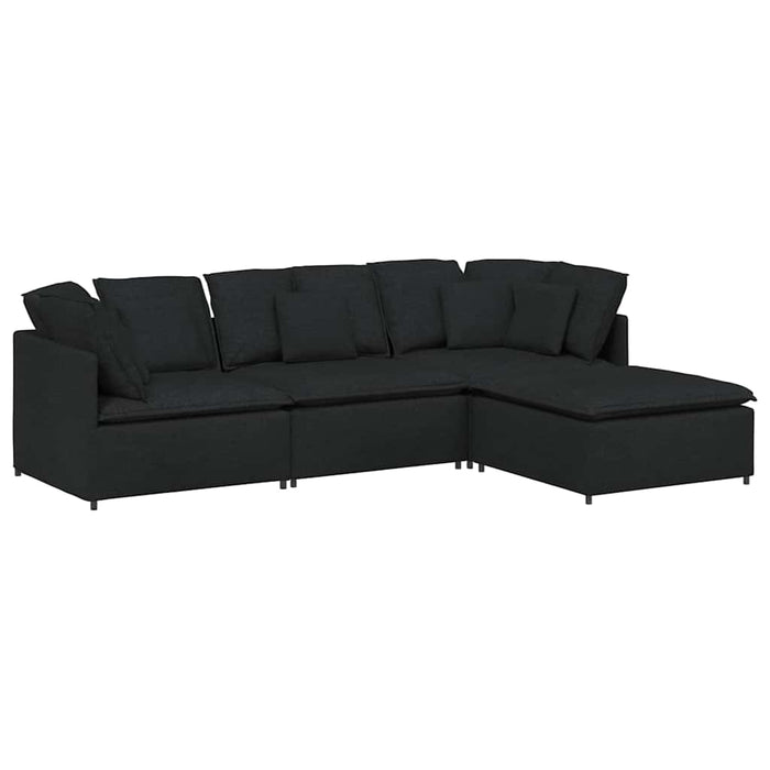 Canapea modulară cu taburet și perne, material textil, negru - WALTI WALTI