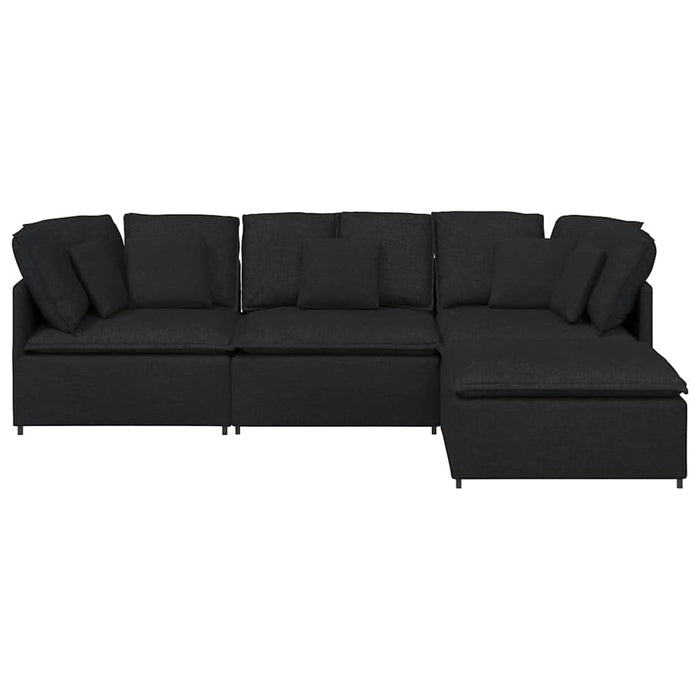 Canapea modulară cu taburet și perne, material textil, negru - WALTI WALTI