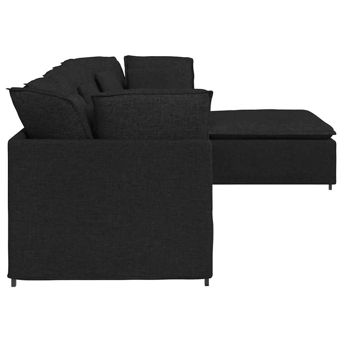 Canapea modulară cu taburet și perne, material textil, negru - WALTI WALTI