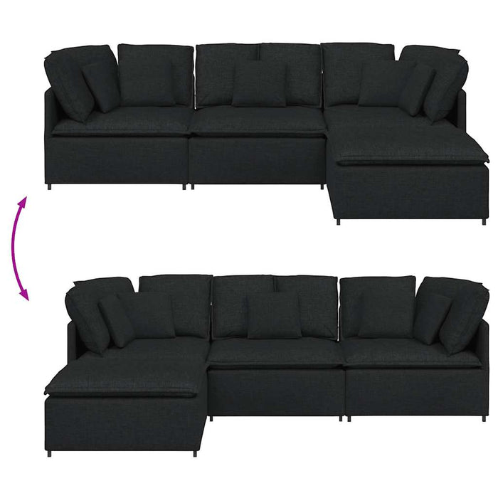 Canapea modulară cu taburet și perne, material textil, negru - WALTI WALTI