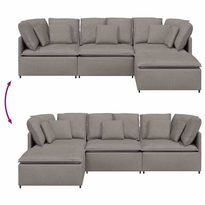 Canapea modulară cu taburet și perne, textil, gri taupe - WALTI WALTI
