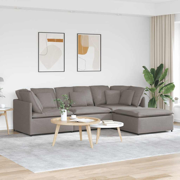 Canapea modulară cu taburet și perne, textil, gri taupe - WALTI WALTI