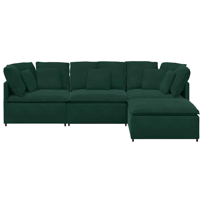 Canapea modulară cu taburet și perne, catifea, verde închis - WALTI WALTI